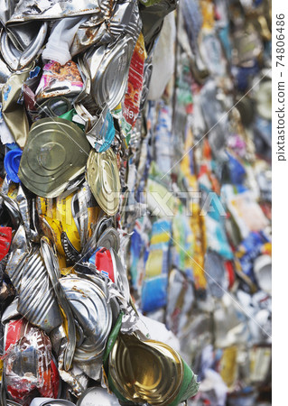 Crushed Tin Cans For Recycling 74806486