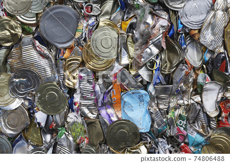 Crushed Tin Cans For Recycling Crushed Tin Cans For Recycling 74806488