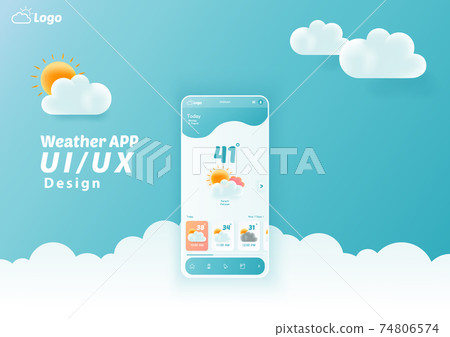 Weather App UI/UX Kit Elements, Website Landing Page Vector Weather App UI/UX Kit Elements, Website Landing Page Vector 74806574