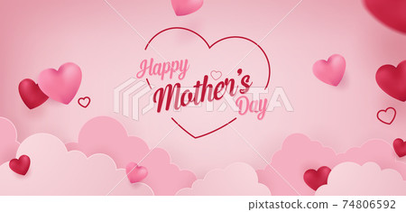 Happy Mother's Day Vector Banner Concept Background Illustration 74806592