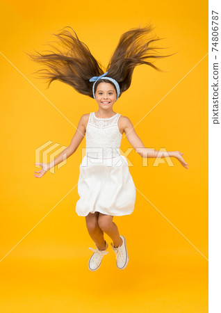 Salon that brings your hair to the next level. Happy child  Salon that brings your hair to the next level. Happy child  74806787