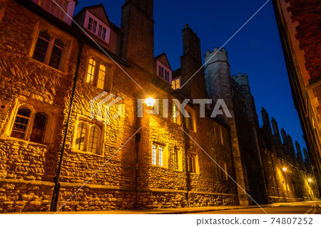 An empty Trinity Lane by night, Cambridge, United Kingdom 74807252