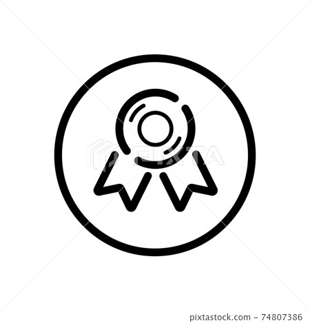 Approved or certified medal. Quality guarantee. Commerce outline icon in a circle. Vector illustration Approved or certified medal. Quality guarantee. Commerce outline icon in a circle. Vector illustration 74807386