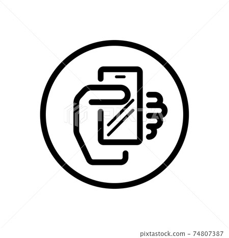 Smartphone in a hand. Mobile payment technology. Commerce outline icon in a circle. Vector illustration Smartphone in a hand. Mobile payment technology. Commerce outline icon in a circle. Vector illustration 74807387
