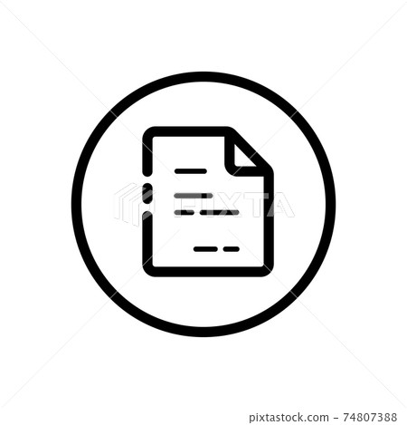 Text document. Paper with content. Invoice. Commerce outline icon in a circle. Vector illustration Text document. Paper with content. Invoice. Commerce outline icon in a circle. Vector illustration 74807388
