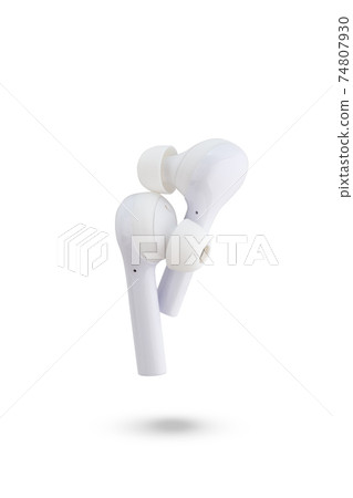 Wireless headphones on a white background. Close-up wireless headset. 74807930