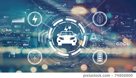 EV concept with blurred city lights 74808800