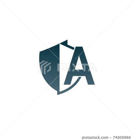 Shield logo icon with letter A beside design... - Stock Illustration ...