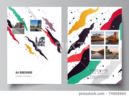 Vector layout of A4 format cover mockups design templates for brochure, flyer layout, booklet, cover design, book design, brochure cover, agency, corporate, business, portfolio, pitch deck, startup. Vector layout of A4 format cover mockups design templates for brochure, flyer layout, booklet, cover design, book design, brochure cover, agency, corporate, business, portfolio, pitch deck, startup. 74808984