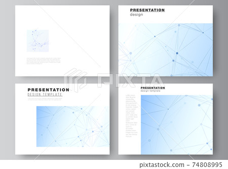 Vector layout of presentation slides design business templates, multipurpose template for presentation brochure, brochure cover, report. Blue medical background with connecting lines and dots, plexus. Vector layout of presentation slides design business templates, multipurpose template for presentation brochure, brochure cover, report. Blue medical background with connecting lines and dots, plexus. 74808995