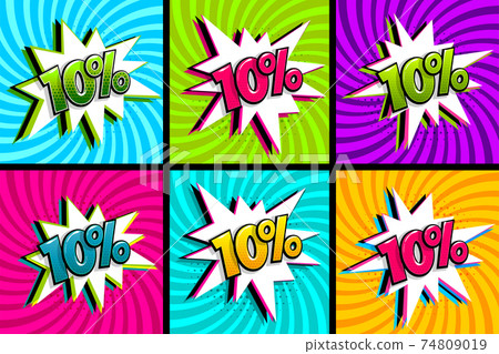 Comic text 10 percent sale set discount. Comic text 10 percent sale set discount. 74809019