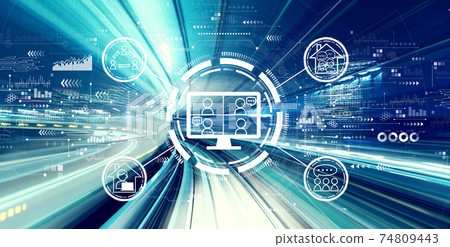 Online meeting theme with high speed motion blur Online meeting theme with high speed motion blur 74809443