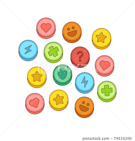 Colorful ecstasy pillls vector illustration isolated. Colorful ecstasy pillls vector illustration isolated. 74810200