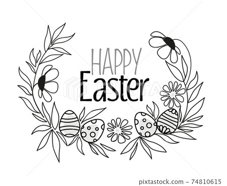floral decoration silhouettes with eggs 74810615