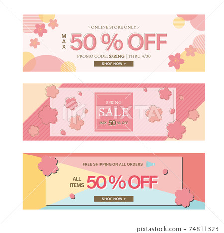 Cute cherry blossom banner set 74811323