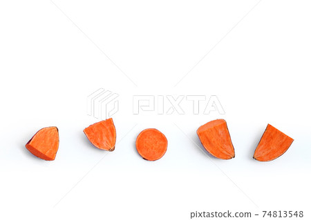 Sweet potato on white background. Top view 74813548