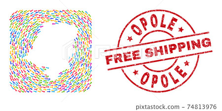 Free Shipping Grunge Badge and Opole Voivodeship Map Direction Stencil Mosaic Free Shipping Grunge Badge and Opole Voivodeship Map Direction Stencil Mosaic 74813976