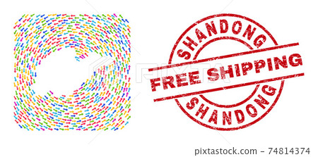 Free Shipping Rubber Badge and Shandong Province Map Pointing Stencil Mosaic 74814374