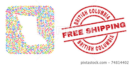 Free Shipping Watermark Badge and British Columbia Map Motion Subtracted Mosaic 74814402
