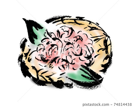 Japanese style hand-drawn illustration material in a sakura shrimp colander Japanese style hand-drawn illustration material in a sakura shrimp colander 74814438