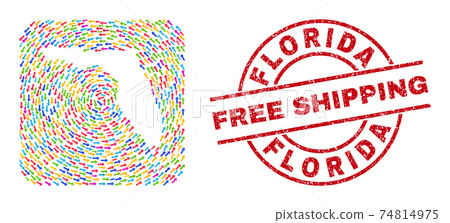Free Shipping Watermark Stamp Seal and Florida State Map Arrow Hole Mosaic Free Shipping Watermark Stamp Seal and Florida State Map Arrow Hole Mosaic 74814975