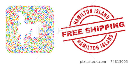 Free Shipping Watermark Badge and Hamilton Island Map Motion Hole Mosaic 74815003