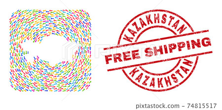 Free Shipping Scratched Stamp Seal and Kazakhstan Map Navigation Stencil Mosaic Free Shipping Scratched Stamp Seal and Kazakhstan Map Navigation Stencil Mosaic 74815517