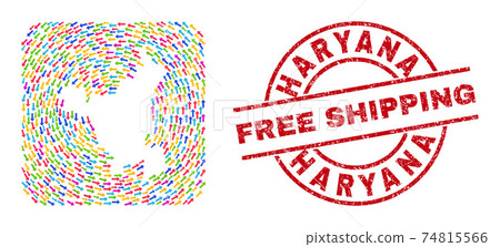 Free Shipping Scratched Seal and Haryana State Map Arrow Stencil Mosaic Free Shipping Scratched Seal and Haryana State Map Arrow Stencil Mosaic 74815566