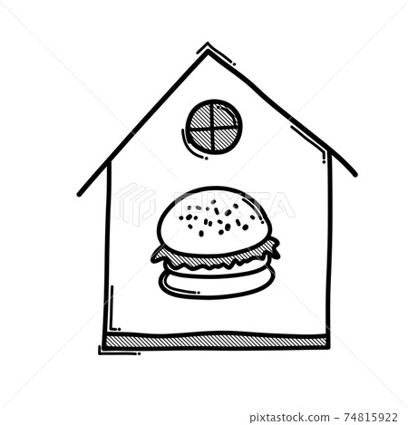 Hamburger at house doodle vector icon. Drawing sketch illustration hand drawn line eps10 Hamburger at house doodle vector icon. Drawing sketch illustration hand drawn line eps10 74815922