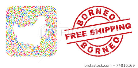Free Shipping Rubber Stamp and Borneo Map Arrow Inverted Mosaic Free Shipping Rubber Stamp and Borneo Map Arrow Inverted Mosaic 74816169