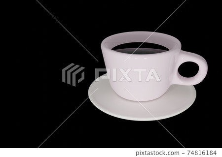 3 D illustration rendering white coffee cup realistic of black coffee 74816184