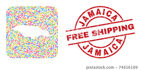 Free Shipping Rubber Stamp and Jamaica Map Pointing Inverted Mosaic Free Shipping Rubber Stamp and Jamaica Map Pointing Inverted Mosaic 74816189