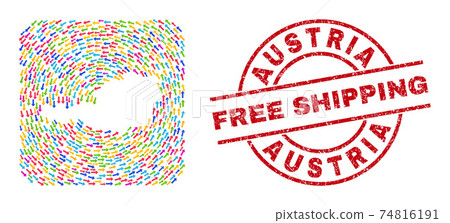Free Shipping Grunge Seal and Austria Map Motion Inverted Mosaic 74816191