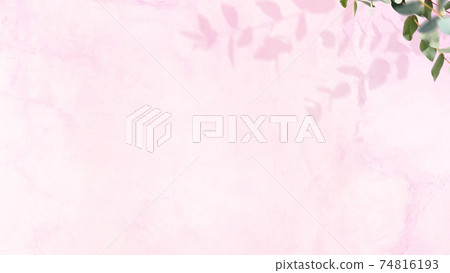 Refreshing image background composed of pink walls and eucalyptus leaves-there are multiple variations 74816193