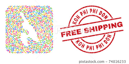 Free Shipping Grunge Seal and Koh Phi Don Map Moving Inverted Mosaic Free Shipping Grunge Seal and Koh Phi Don Map Moving Inverted Mosaic 74816233