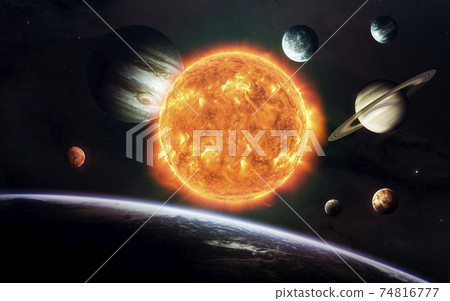 Earth, Mars, and others. Science fiction space wallpaper, incredibly beautiful planets of solar system. Elements of this image furnished by NASA Earth, Mars, and others. Science fiction space wallpaper, incredibly beautiful planets of solar system. Elements of this image furnished by NASA 74816777