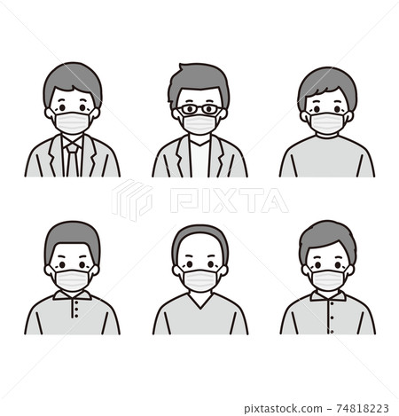 Senior male mask monochrome icon illustration Senior male mask monochrome icon illustration 74818223