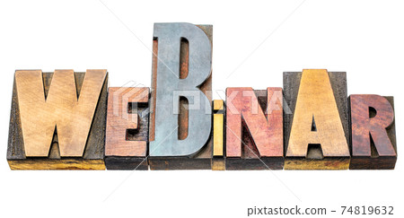 webinar - word abstract in wood type webinar - word abstract in wood type 74819632