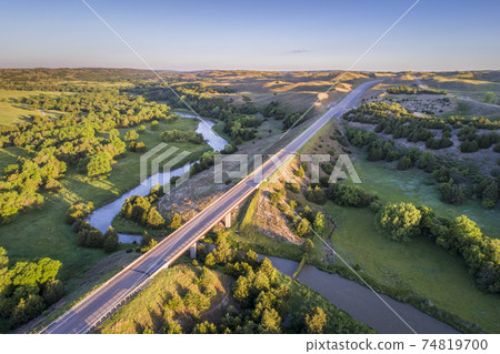 aerial view of Dismal River in Nebraska aerial view of Dismal River in Nebraska 74819700