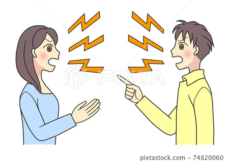 Young men and women arguing 74820060