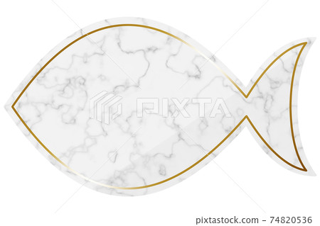 Fish frame white & gold marble - Stock Illustration [74820536] - PIXTA