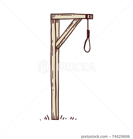 Hanging gallows rope with knot, isolated on white — Stock Photo