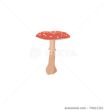 Poisonous red mushroom with white speckles - cartoon amanita 74821161