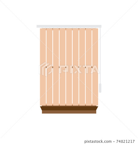 Closed window blinds, shutter curtain with vertical stripes, isolated 74821217