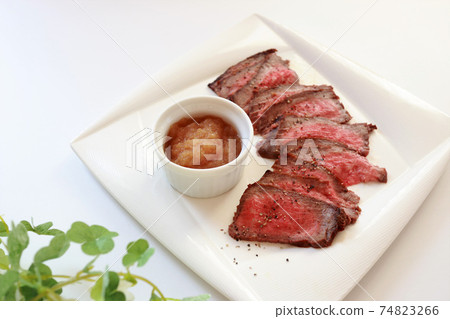 Handmade roast beef white background Handmade roast beef white background 74823266