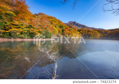 Beautiful scenery of the foggy Juniko and the Shirakami Mountains, a World Natural Heritage Site Beautiful scenery of the foggy Juniko and the Shirakami Mountains, a World Natural Heritage Site 74823274
