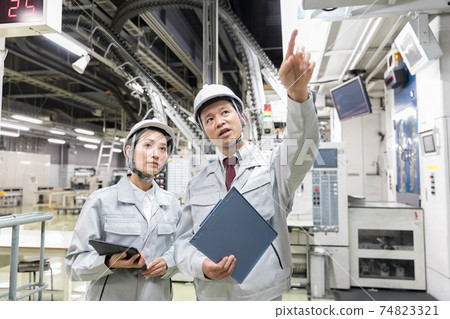 People working in the factory Confidential area image 74823321