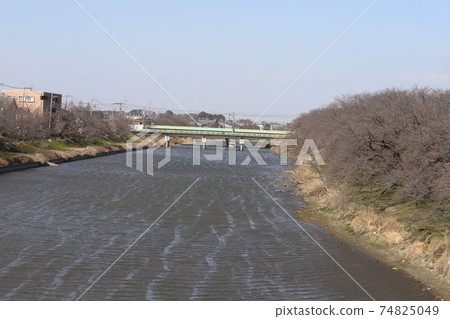 Motoara River in Saitama Prefecture is rippling due to strong winter winds Motoara River in Saitama Prefecture is rippling due to strong winter winds 74825049