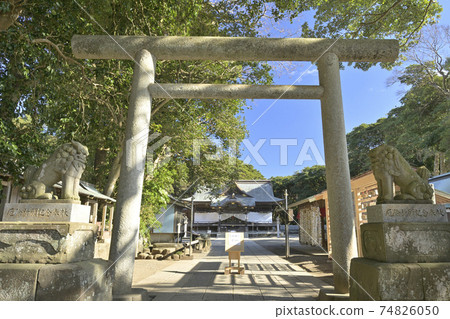 Torii and guardian dogs at Sakatsura Isozaki Shrine Torii and guardian dogs at Sakatsura Isozaki Shrine 74826050