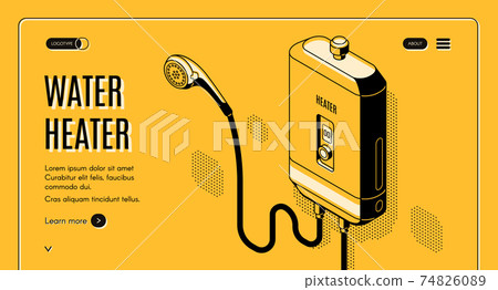 Tankless water heater isometric line art vector - Stock Illustration ...